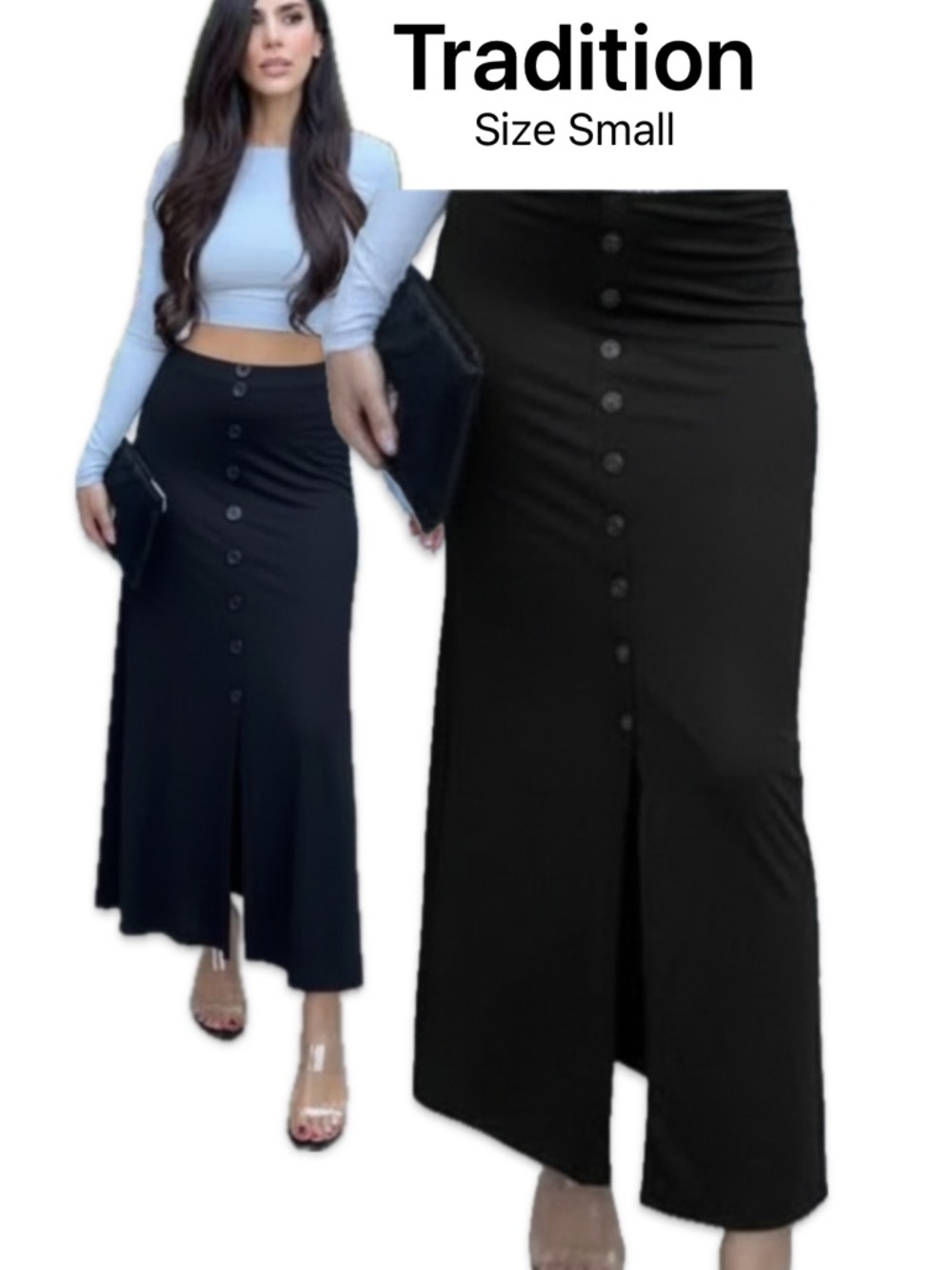 Vintage TRADITION Black Midi Skirt 🔥 - Size Small, Like New